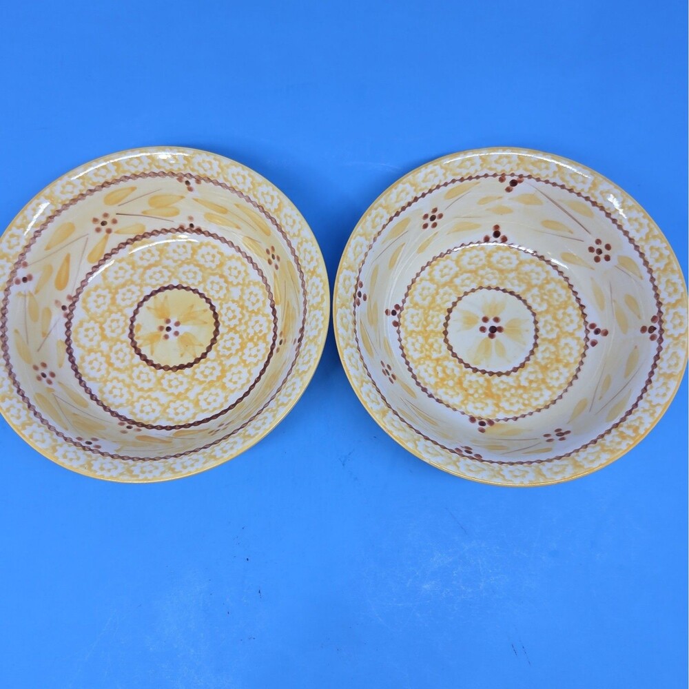 Temp-Tations Tara Yellow 7 1/4" Soup Cereal Bowls Set Of 2